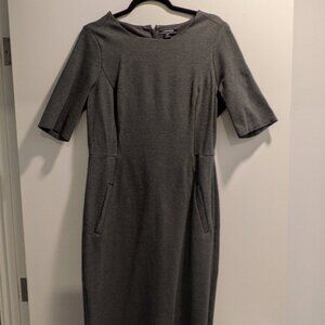 2 Lands End Ponte Shift Dresses - gray + black/white pattern